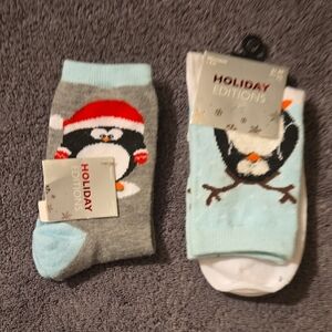 Holiday Editions Penguin Socks Set - Gray and Blue